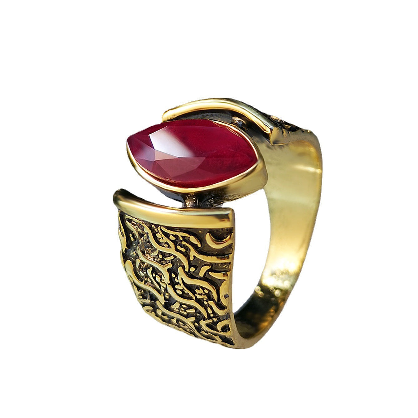 Vintage Goldring mit Rubin in Pferdeaugen-Schliff – Zeitlose Eleganz