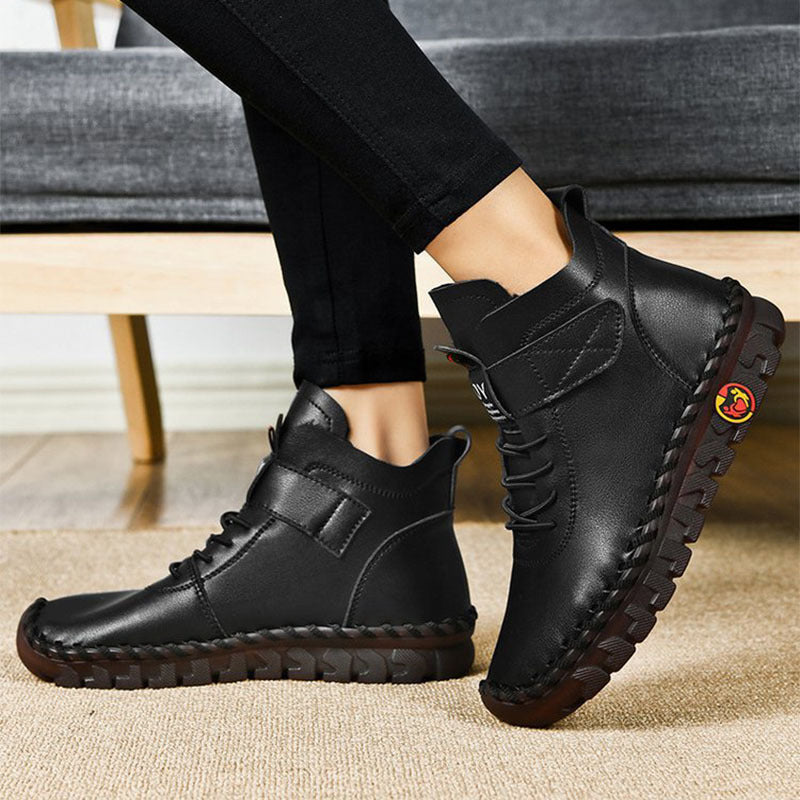 Damen Schneestiefel – Warme, wasserdichte Ankle Boots mit Schnürung und Plüschfutter