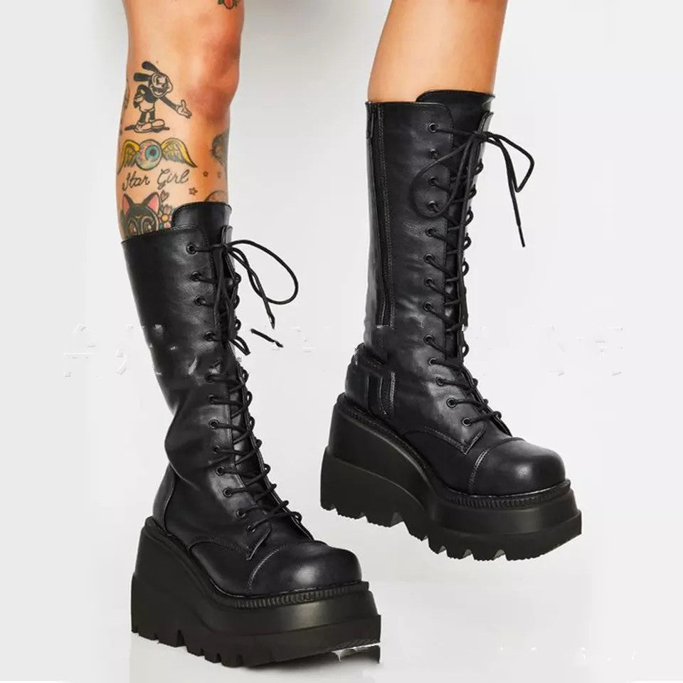 Damen Plattform-Boots aus echtem Leder – Stilvoll und Warm