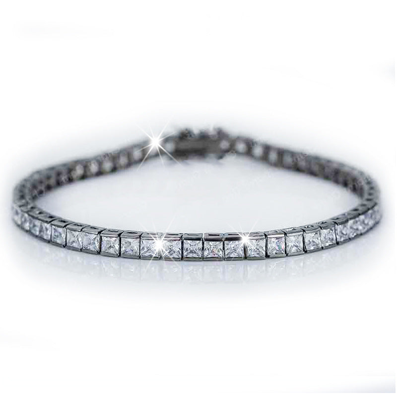 Sterlingsilber-Armband mit Quadratischen Diamanten – Echtgold Vergoldet