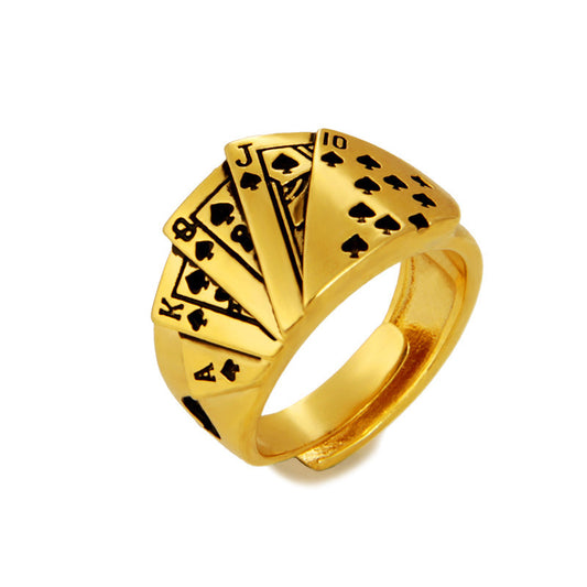 24K Vergoldeter Sandgold-Ring – Ethnischer Stil mit Diamantform