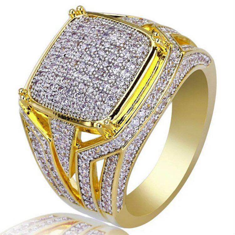 18K Gelbgold Herrenring – Zeitloser Stil mit geometrischem Design