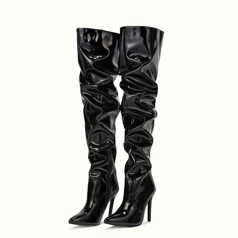 Damen Overknee-Stiefel – Modische High Heel Party Boots mit spitzem Zeh