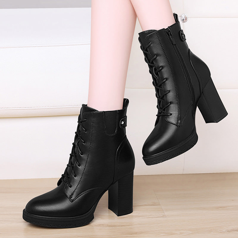 Damen High-Heel Stiefeletten im Britischen Stil – Elegant und Vielseitig