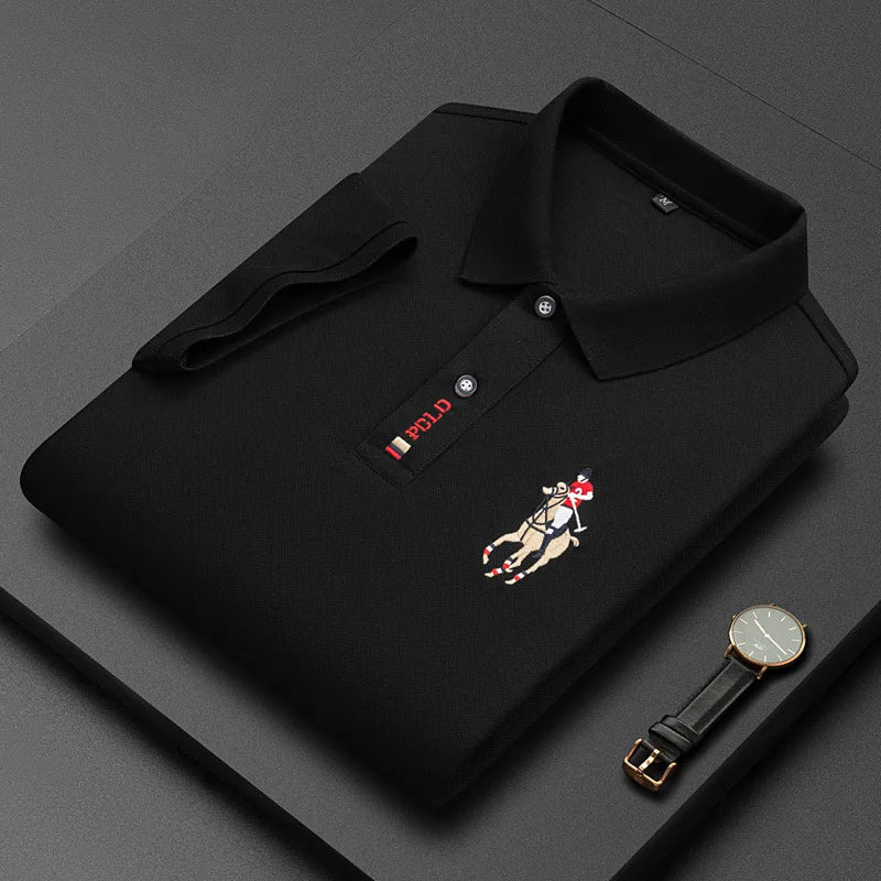 Summer Men's Business Short Sleeve Polo Neck Cotton T-shirt Youth Fashion Solid Embroidered Polo Shirt Top T-shirt M-4xl