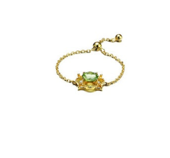 9K Gold Verstellbarer Kettenring mit Natürlichem Peridot – Eleganz in Grün