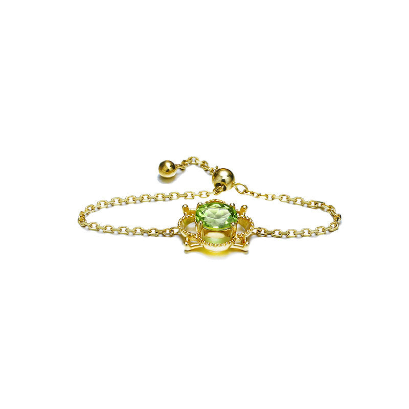 9K Gold Verstellbarer Kettenring mit Natürlichem Peridot – Eleganz in Grün