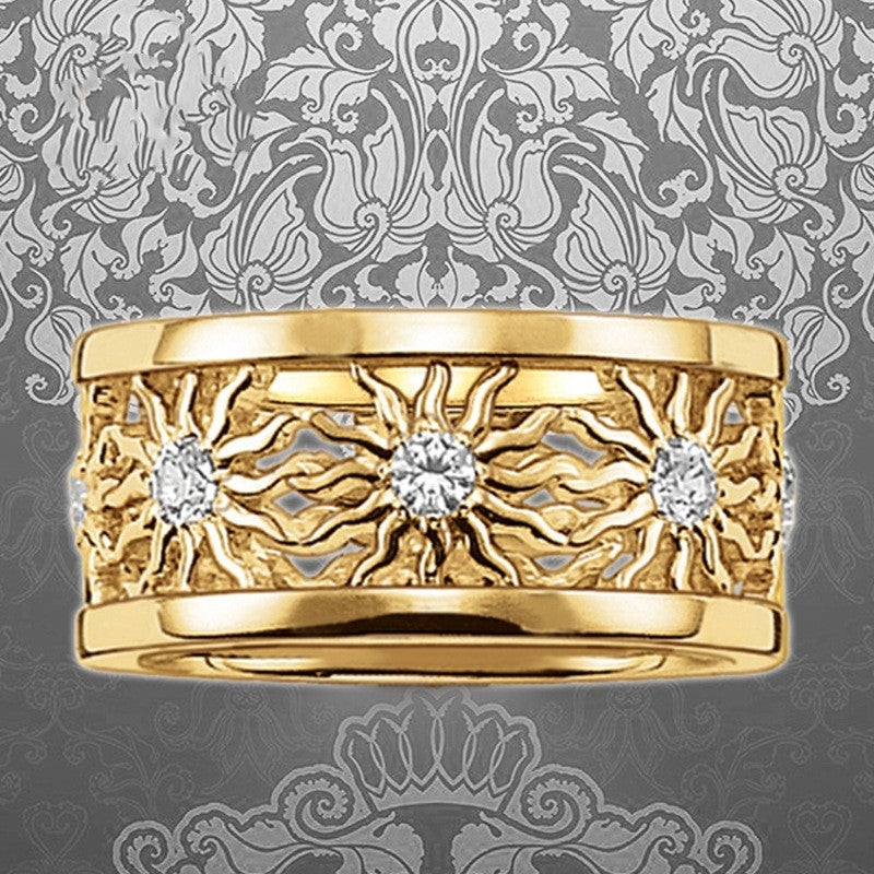 Goldring mit Sonnenrand-Muster – Traditioneller Stil mit moderner Eleganz