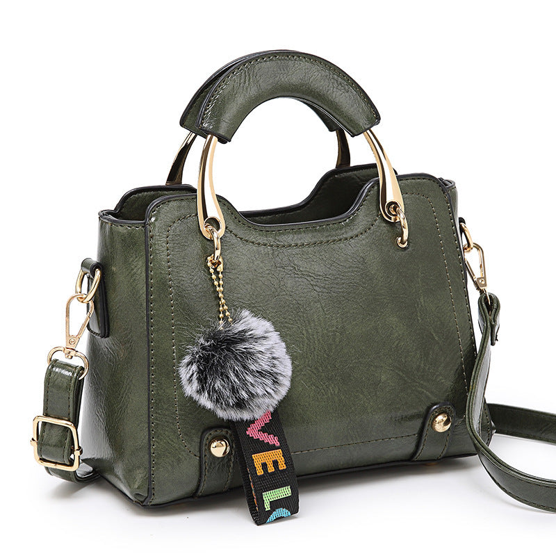 Vintage Damen-Handtasche aus PU-Leder – Retro Pandora-Stil mit Haartballen-Detail