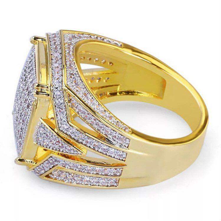 18K Gelbgold Herrenring – Zeitloser Stil mit geometrischem Design