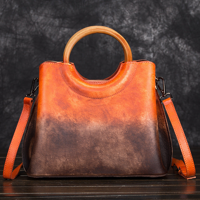 Handbemalte Damen-Lederhandtasche – Vintage-Stil mit Retro-Charme und Kunsthandwerk