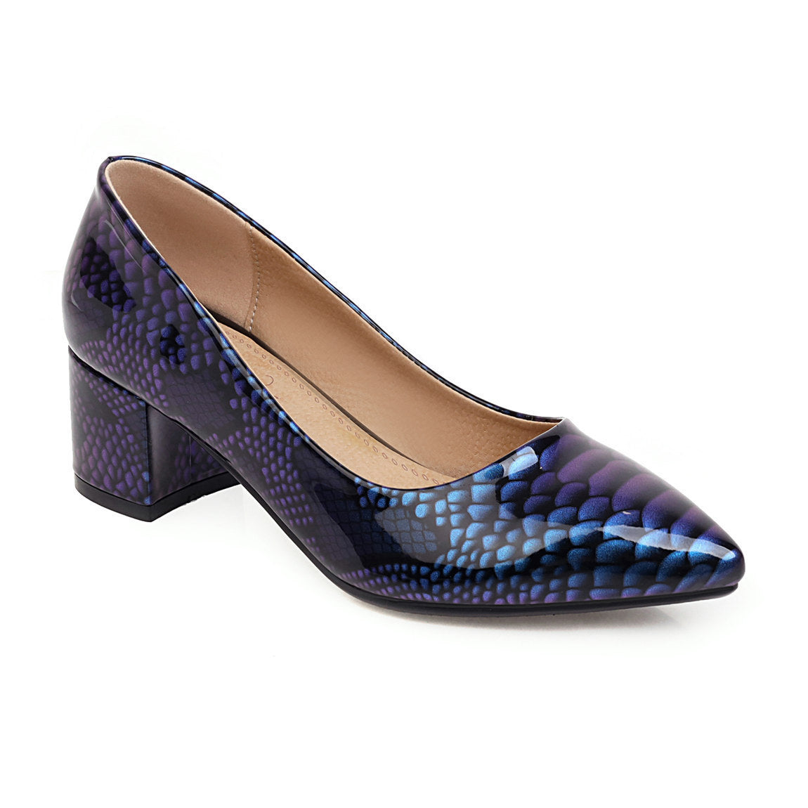 Elegante Damen Pumps mit mittlerem Absatz und Schlangenmuster