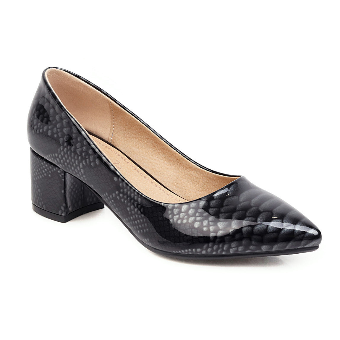 Elegante Damen Pumps mit mittlerem Absatz und Schlangenmuster