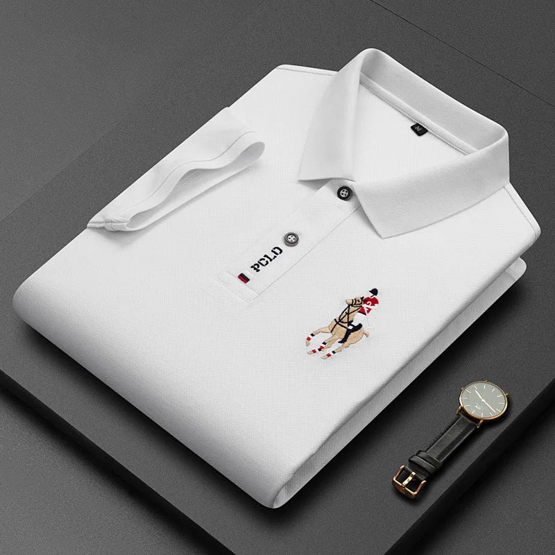 Summer Men's Business Short Sleeve Polo Neck Cotton T-shirt Youth Fashion Solid Embroidered Polo Shirt Top T-shirt M-4xl