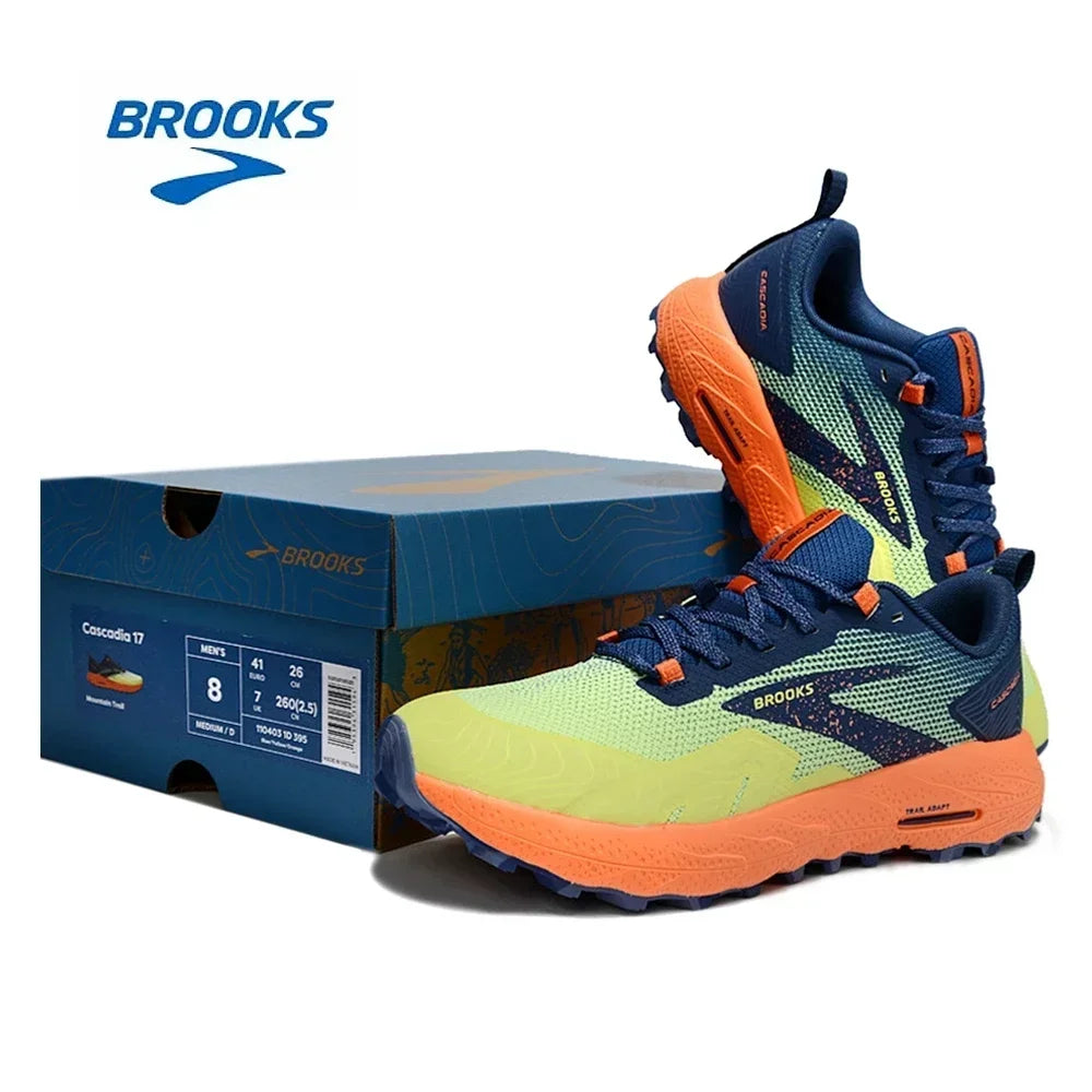 BROOKS Cascadia 17 Light yellow green Running Shoes Women Men Long-Distance Road Sport Training Casual Sneakers