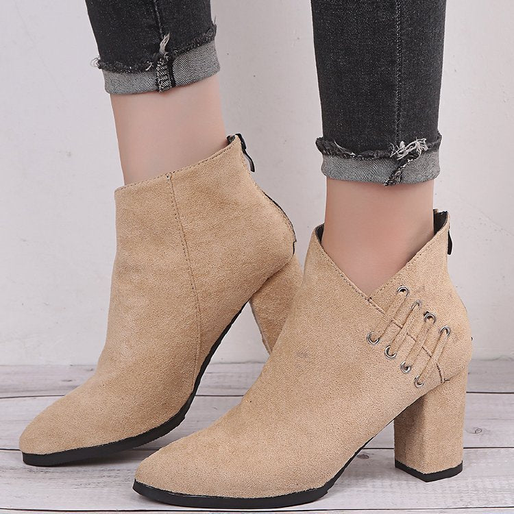 Damen Ankle Boots mit spitzer Zehenform und Reißverschluss – Elegant und Komfortabel