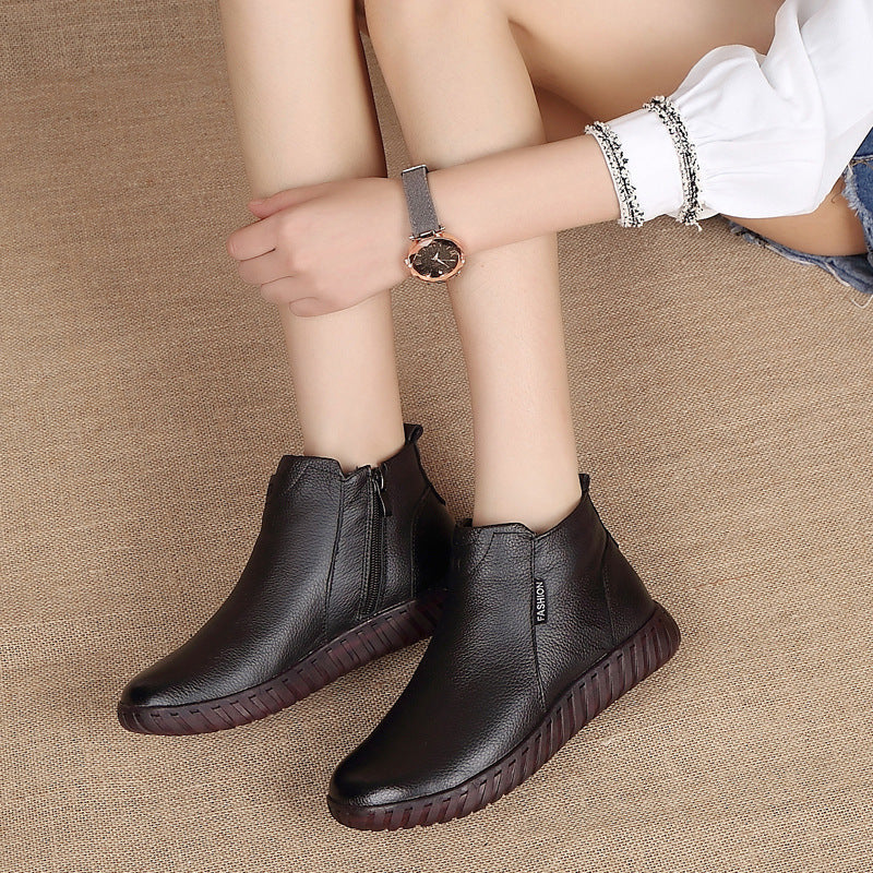 Damen Kurzstiefel aus Leder – Rutschfeste und warme Boots