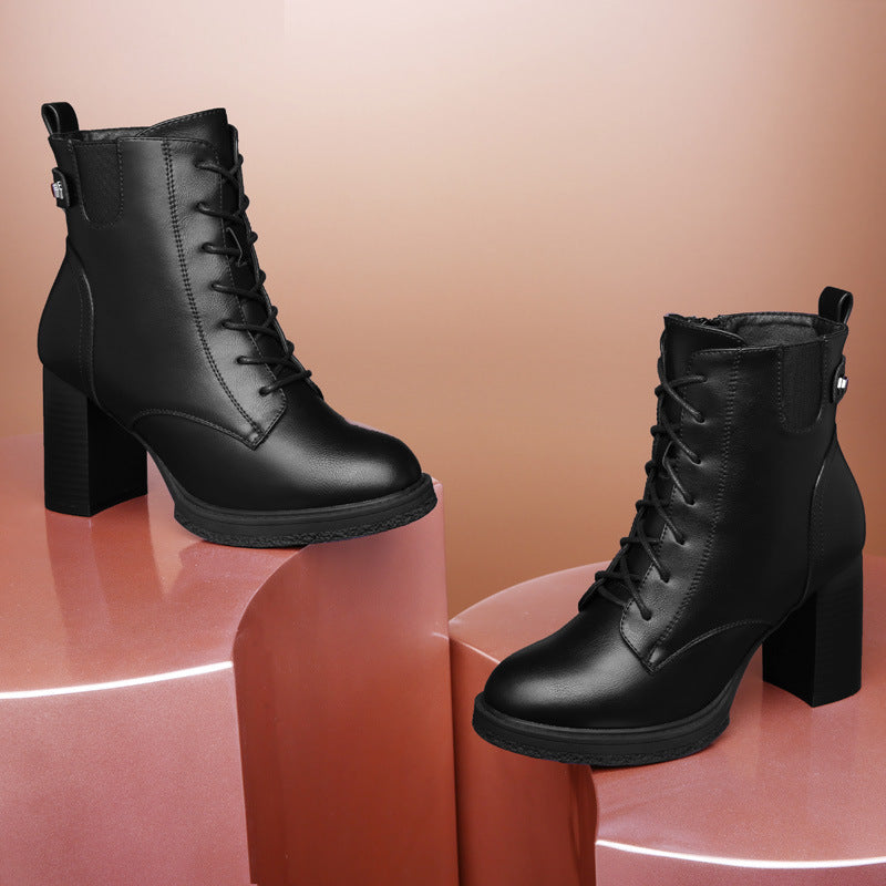 Damen High-Heel Stiefeletten im Britischen Stil – Elegant und Vielseitig