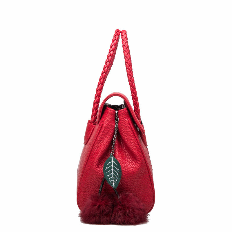 Damen-Lederhandtasche mit Lychee-Muster – Stilvoll, geräumig und vielseitig