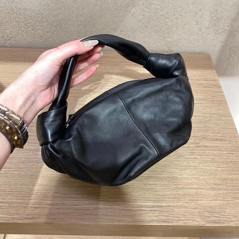 Modische Damen-Dumpling-Handtasche – Bunte Wolkenform aus weichem Leder