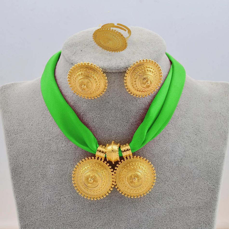 Conjunto de joyería para mujer etíope: diseño chapado en oro con elegancia atemporal