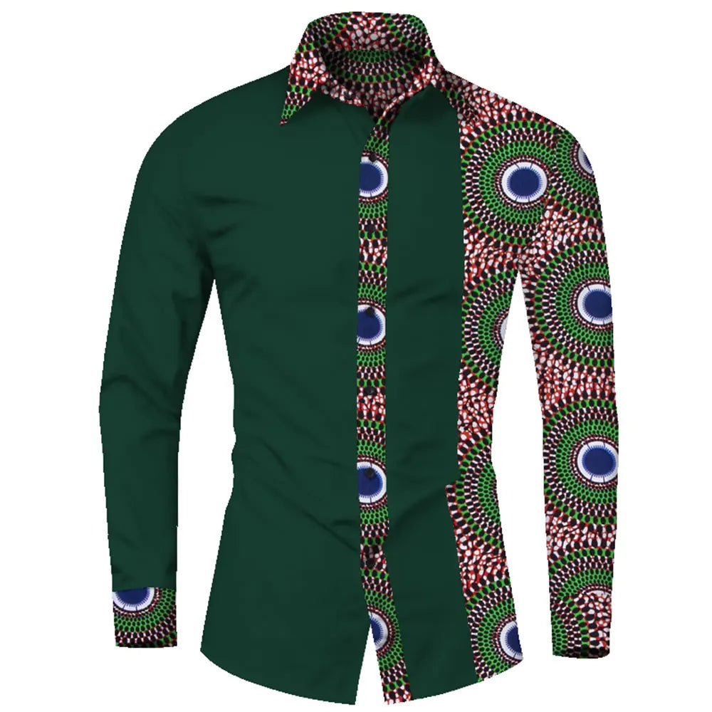 Afrikanische Herrenhemden – Elegantes Smart-Casual-Hemd mit traditionellem Patchwork-Design. Stilvoll und bequem aus hochwertiger Baumwolle gefertigt. Perfekt für Business, besondere Anlässe oder Freizeit.