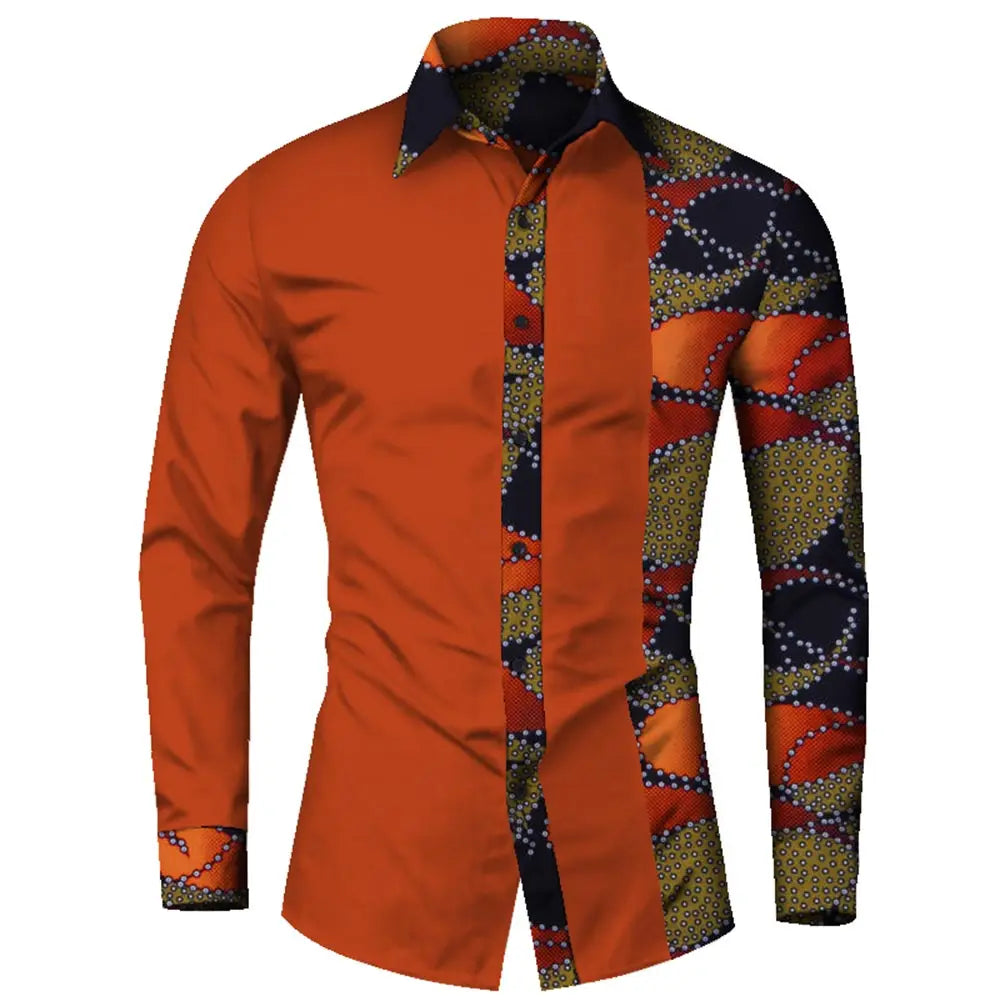 Afrikanische Herrenhemden – Elegantes Smart-Casual-Hemd mit traditionellem Patchwork-Design. Stilvoll und bequem aus hochwertiger Baumwolle gefertigt. Perfekt für Business, besondere Anlässe oder Freizeit.