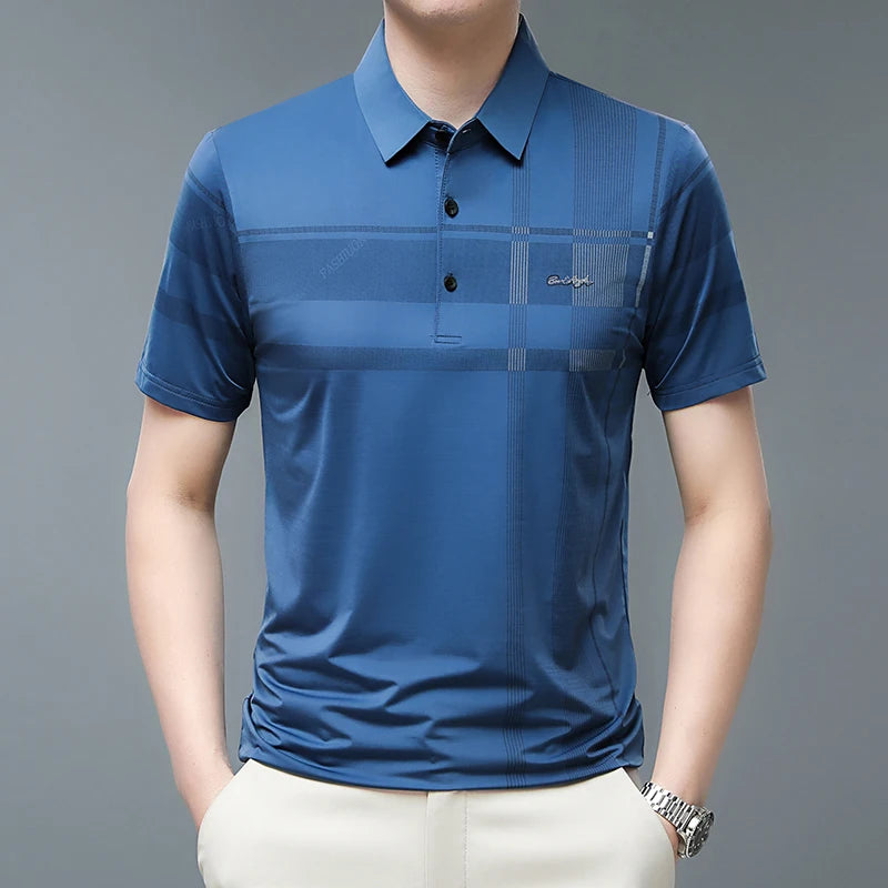 Business-Poloshirts für Herren: Sommer Golf Tee, Luxusmarke, Karomuster, Elegantes Polo-Shirt für Büro, Arbeit und Freizeit