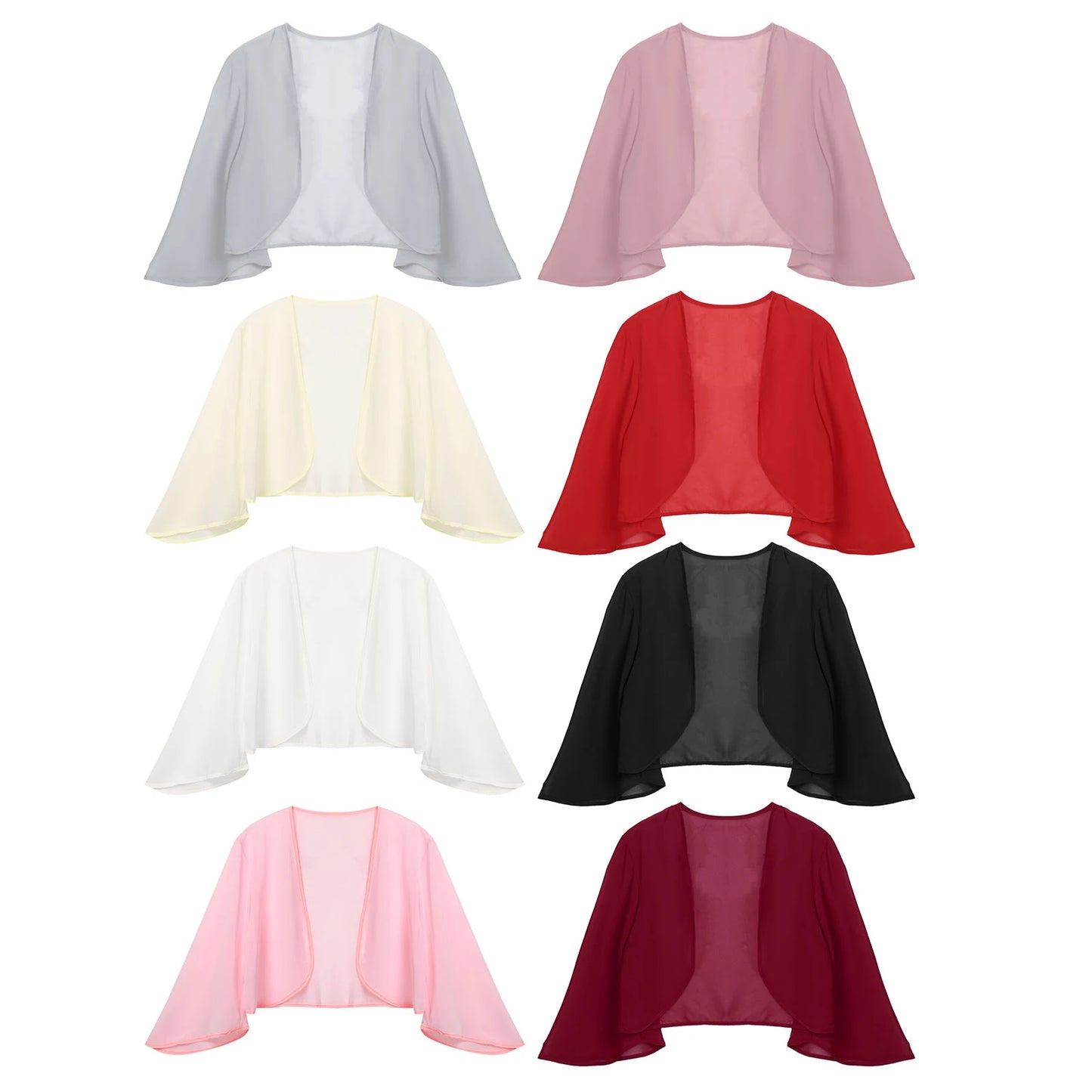 Damen Eleganter Rüschen-Bolero Shrug – Halbarm Chiffon Kurzjacke für Abendkleider, Hochzeiten und Partys