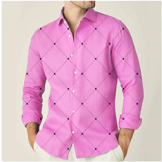 Herren Langarmshirts in 9 Farben mit Geometrischem Print – Pink, Outdoor, Streetwear, Designer Casual