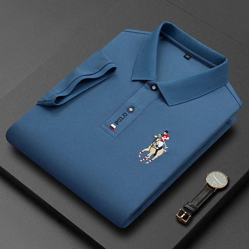 Summer Men's Business Short Sleeve Polo Neck Cotton T-shirt Youth Fashion Solid Embroidered Polo Shirt Top T-shirt M-4xl