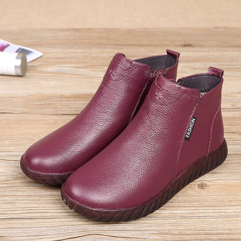 Damen Kurzstiefel aus Leder – Rutschfeste und warme Boots