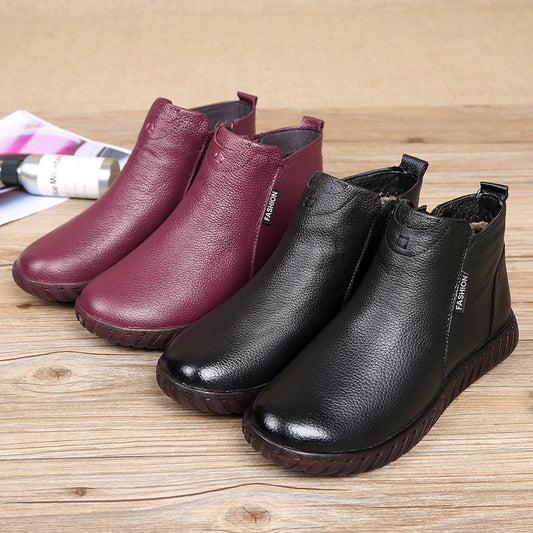 Damen Kurzstiefel aus Leder – Rutschfeste und warme Boots