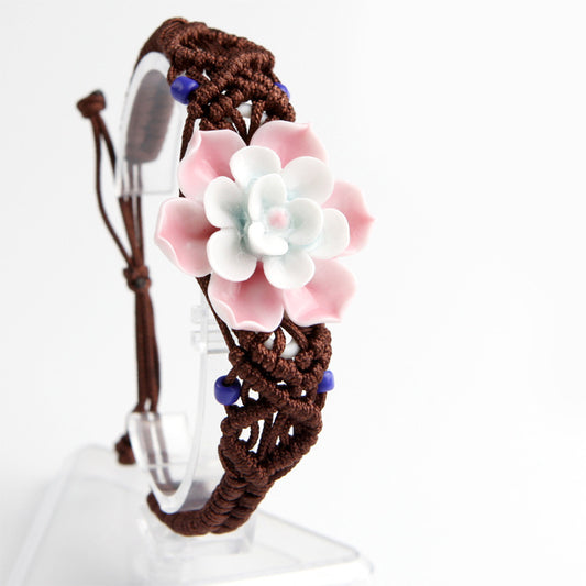 Handgefertigtes Keramik-Armband im Ethno-Stil – Zeitlose Eleganz mit Blumenmotiven