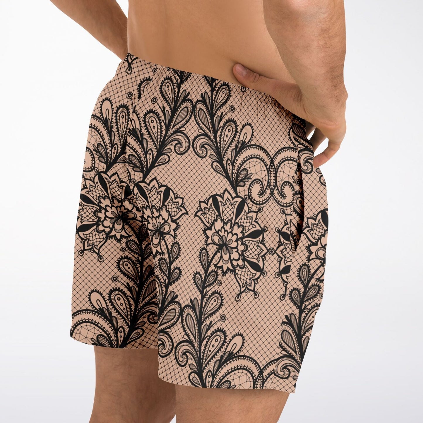 Schwarze & Nude Spitzen-Boxershorts für Herren