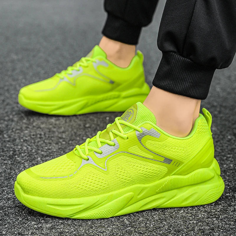 Neon-Gelbe Herren-Sneaker – Stylische Plattform-Sportschuhe für Training, Jogging und Freizeit!