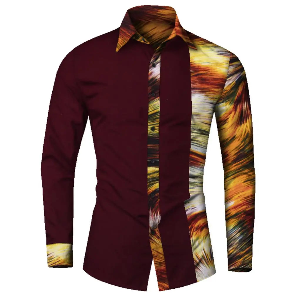 Afrikanische Herrenhemden – Elegantes Smart-Casual-Hemd mit traditionellem Patchwork-Design. Stilvoll und bequem aus hochwertiger Baumwolle gefertigt. Perfekt für Business, besondere Anlässe oder Freizeit.