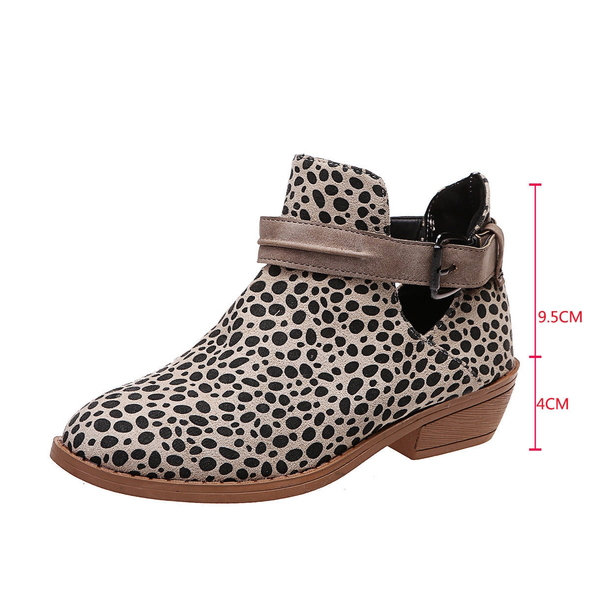 Leopard Ankle Boots mit Schnalle und V-Ausschnitt – Modisch und Bequem