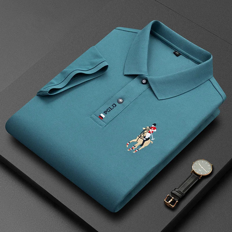 Summer Men's Business Short Sleeve Polo Neck Cotton T-shirt Youth Fashion Solid Embroidered Polo Shirt Top T-shirt M-4xl