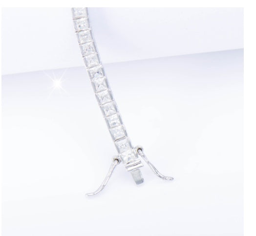 Sterlingsilber-Armband mit Quadratischen Diamanten – Echtgold Vergoldet