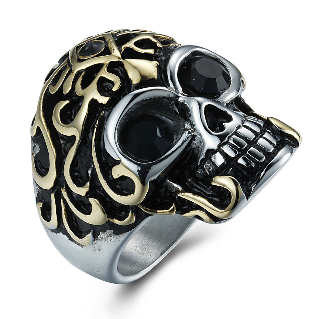 18K Vergoldeter Totenkopf-Ring aus Edelstahl – Maskuline Eleganz mit rebellischem Charme