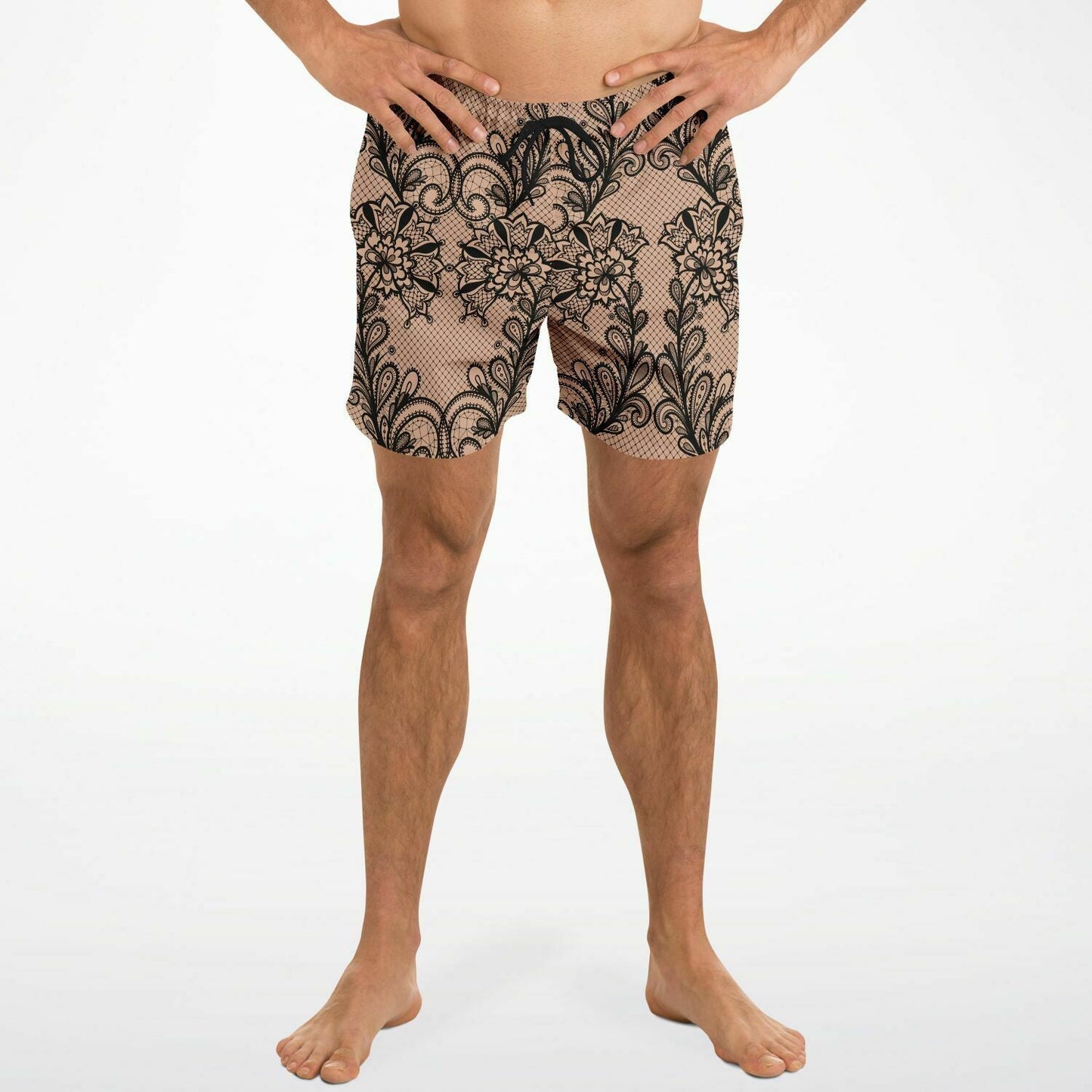 Schwarze & Nude Spitzen-Boxershorts für Herren