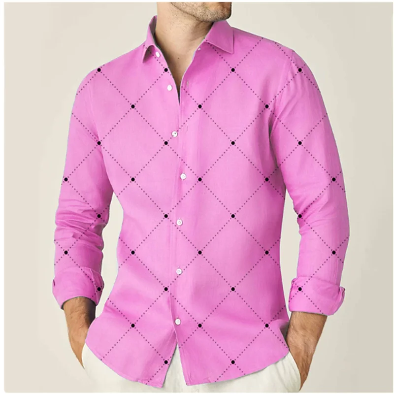 Herren Langarmshirts in 9 Farben mit Geometrischem Print – Pink, Outdoor, Streetwear, Designer Casual