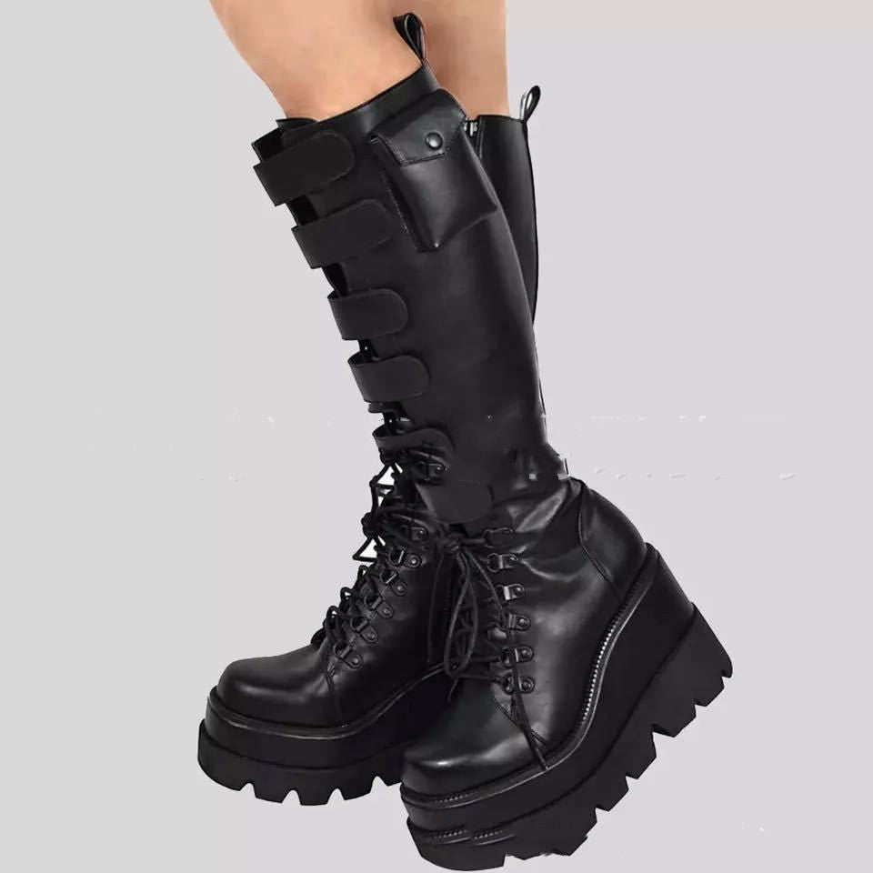 Damen Plattform-Boots aus echtem Leder – Stilvoll und Warm