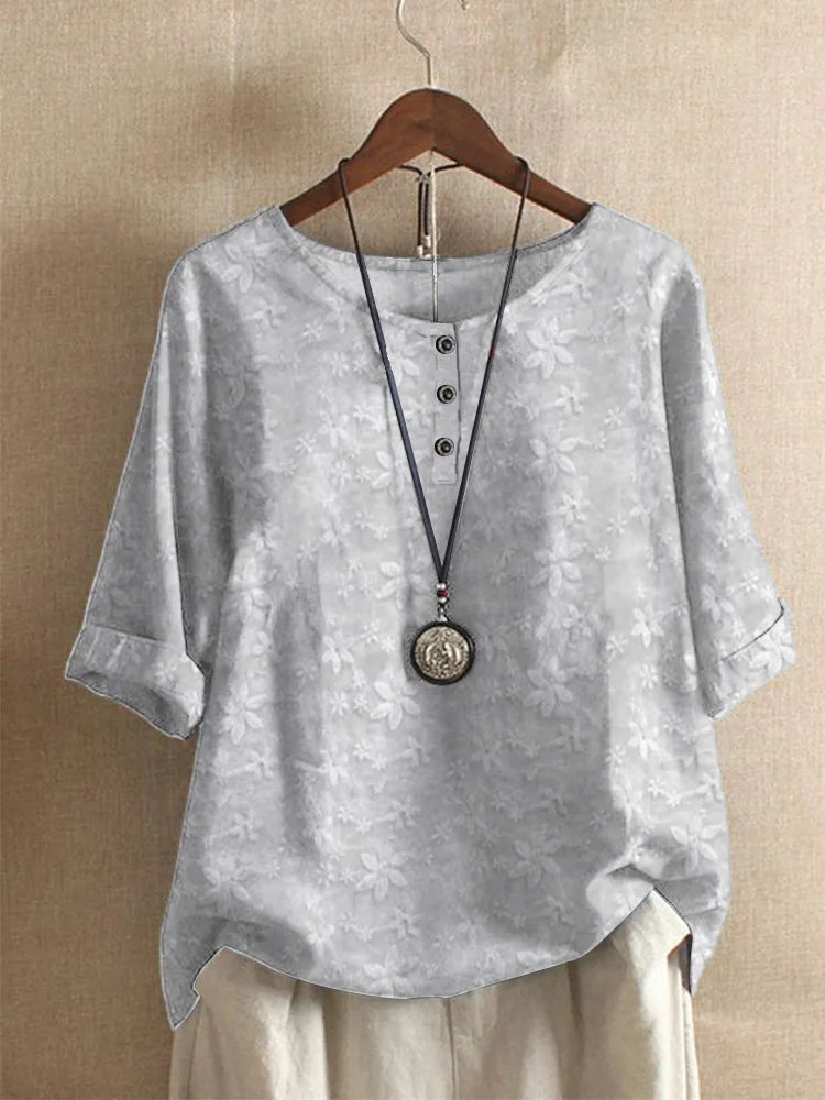 Ethnic Style Women's O-neck Digital Vintage Print Loose Shirt Oversized Half Sleeve Blouses Tops Women Harajuku Casual Pullover