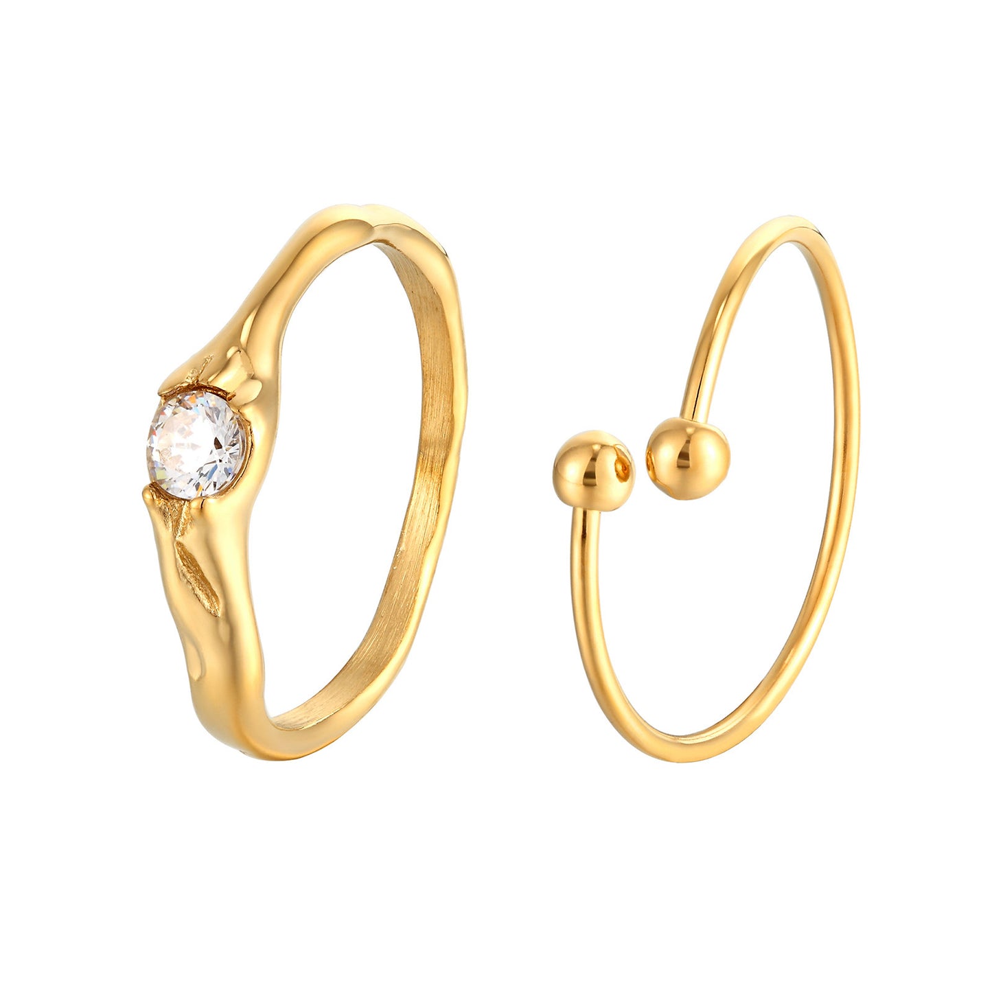 Goldener Titanstahl-Ring – Geometrisches Design für Damen