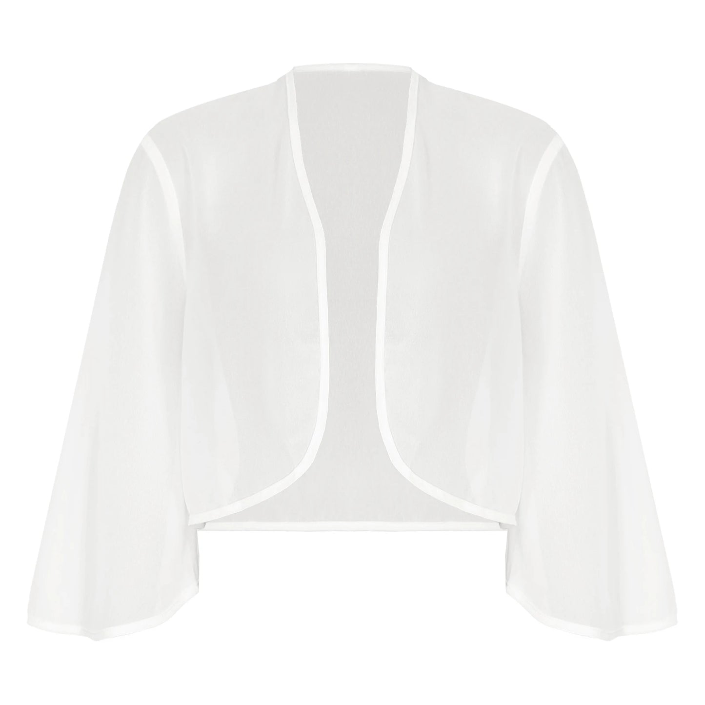 Damen Eleganter Rüschen-Bolero Shrug – Halbarm Chiffon Kurzjacke für Abendkleider, Hochzeiten und Partys