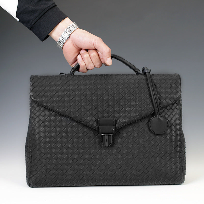 Herren-Business-Handtasche – Elegantes Design mit Flechtmuster