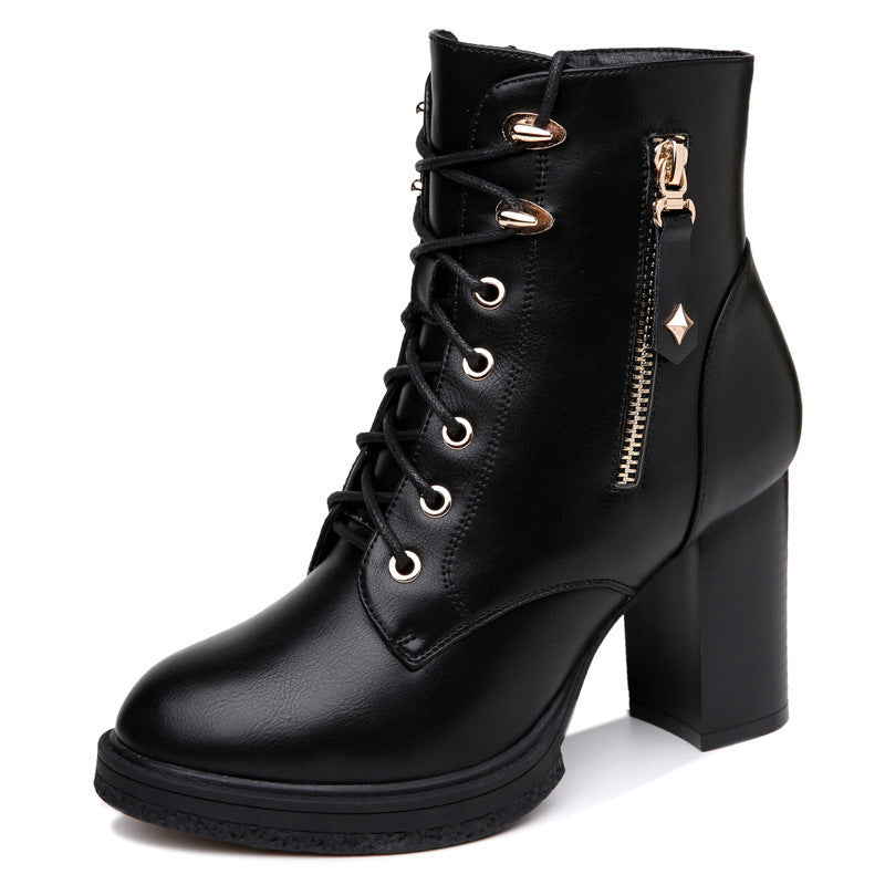 Damen High-Heel Stiefeletten im Britischen Stil – Elegant und Vielseitig