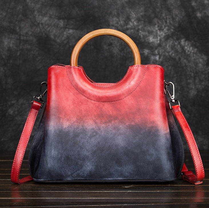 Handbemalte Damen-Lederhandtasche – Vintage-Stil mit Retro-Charme und Kunsthandwerk